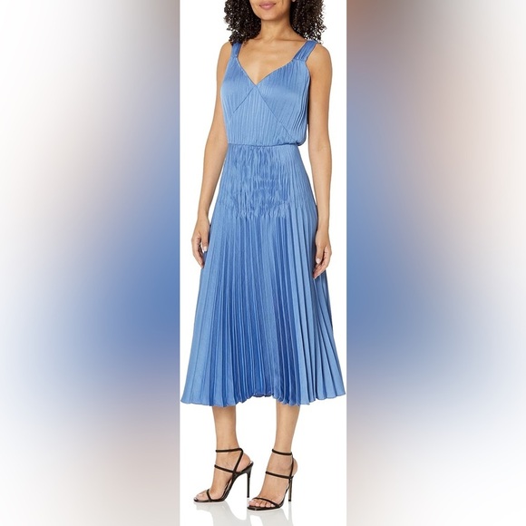 Vince Blue Pleated Midi Sundress - Picture 1 of 6